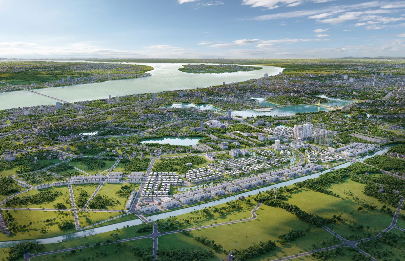 Vị trí Đông Nam Oasis City liền kề sông đảm bảo chất lượng sống tốt