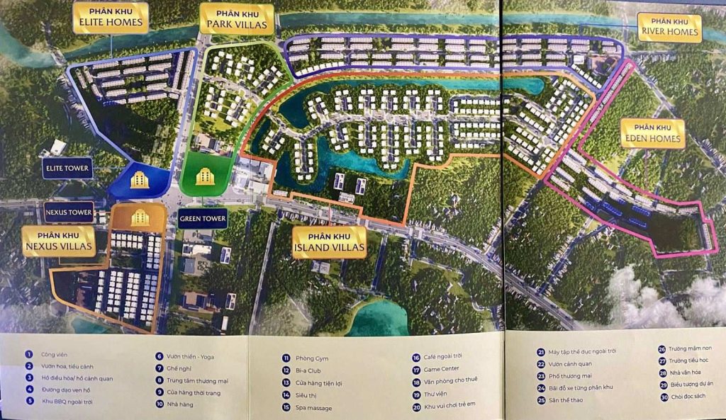 Các phân khu được bố trí hợp lý với không gian xanh